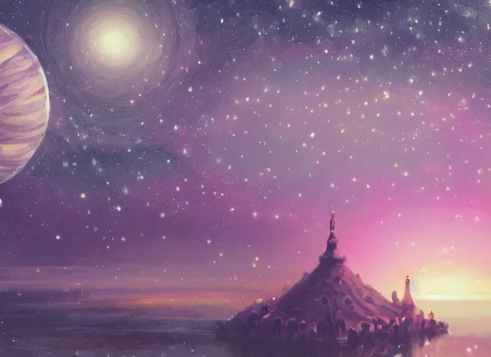 Image similar to placid pastel morning messy planetarium trending on pixiv