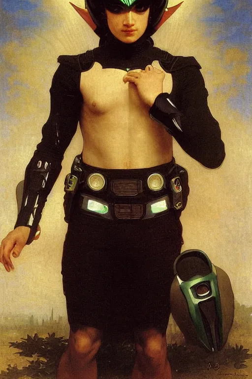 Image similar to portrait of a kamen rider rx, majestic, solemn, by bouguereau