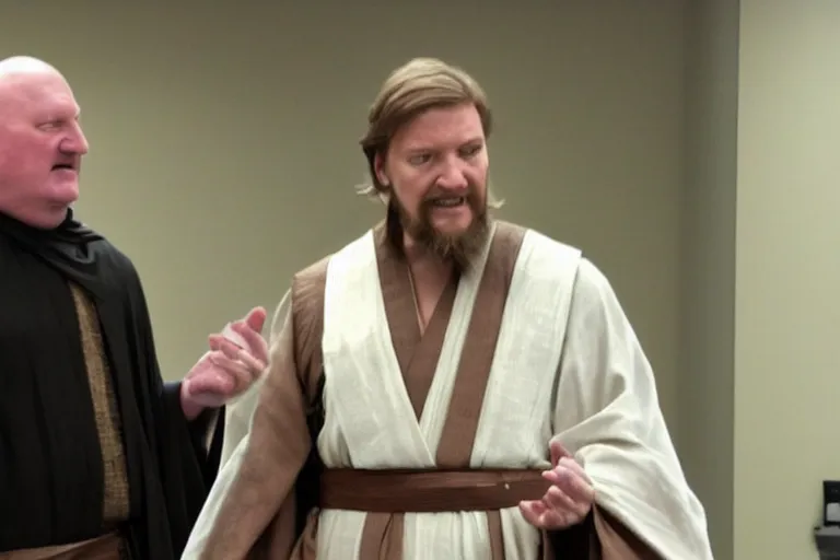 Prompt: Steve Balmer as Obiwan Kenobi