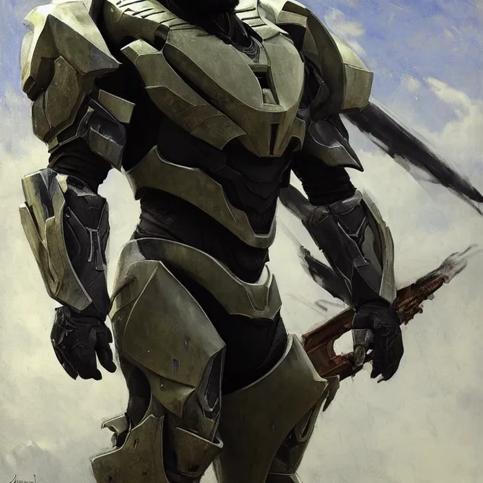 Image similar to LeBron James wearing Forerunner armor from Halo, countryside, calm, fantasy character portrait, dynamic pose, above view, sunny day, thunder clouds in the sky, artwork by Jeremy Lipkin and Giuseppe Dangelico Pino and Michael Garmash and Rob Rey and Greg Manchess and Huang Guangjian, very coherent asymmetrical artwork, sharp edges, perfect face, simple form, 100mm