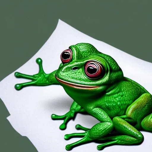 Image similar to cute pepe anthro green frog, hyper realistic, photorealistic, award winning 8 k