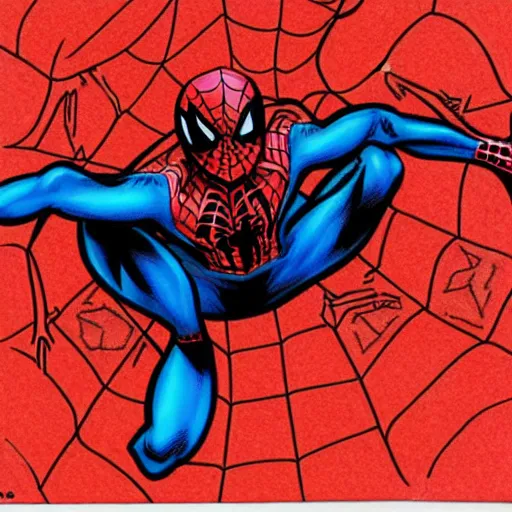 Image similar to colored pencils sketch of spiderman miles morales by todd mcfarlane