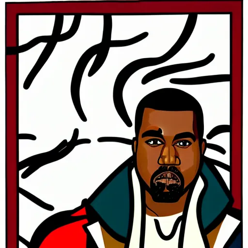 Prompt: Kanye West by Roy Lichtenstein