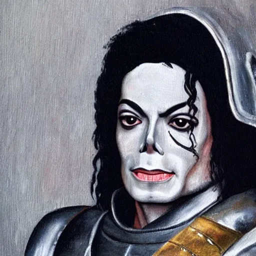 Image similar to Michael Jackson in medieval armor, painting, cinematic,