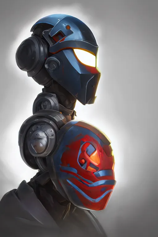 Image similar to epic mask helmet robot ninja portrait stylized as fornite style game design fanart by concept artist gervasio canda, behance hd by jesper ejsing, by rhads, makoto shinkai and lois van baarle, ilya kuvshinov, rossdraws global illumination radiating a glowing aura global illumination ray tracing hdr render in unreal engine 5