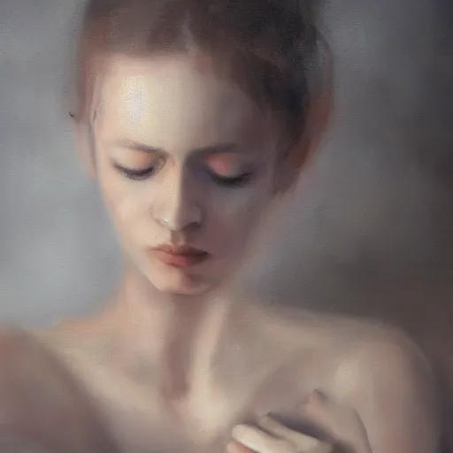 Image similar to what depression looks like, withering heart, oil painting, pale colors, high detail, 8 k, wide angle, trending on artstation,