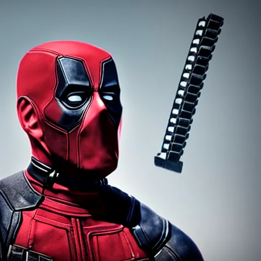 Image similar to A still of Joe Biden as Deadpool, award winning photo, unreal engine, highly detailed features