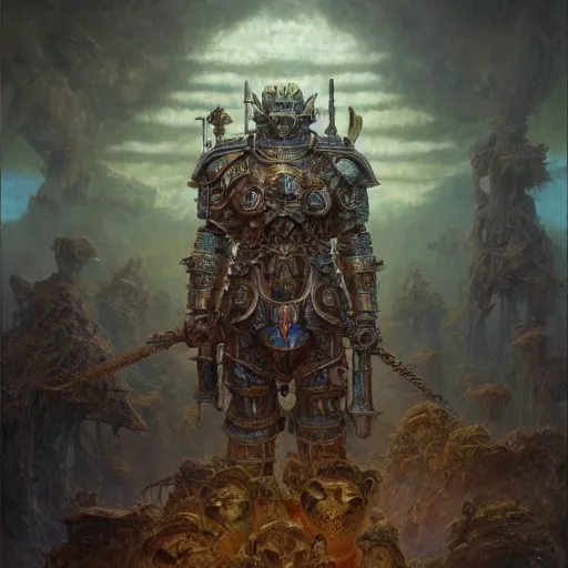 Image similar to , bismuth metal skullknight armor, anthropomorphic shiba inu, standing, cementary of skulls, fantasy 3 d render, masterpiece, red aura, by donato giancola and greg rutkowski and wayne barlow and zdzisław beksinski, realistic face