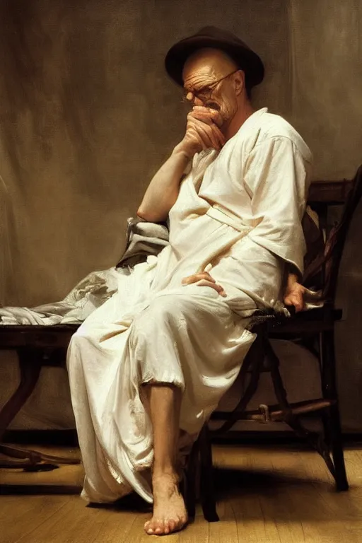 Image similar to beautiful oil matte portrait painting, walter white as a lounging grecian, art by anders zorn, wonderful masterpiece highly detailed, beautiful cinematic light deep focus, elegant, digital painting, smooth, sharp focus, golden ratio, dramatic illumination, ultra realistic, 8 k, art by artemisia lomi gentileschi and caravaggio