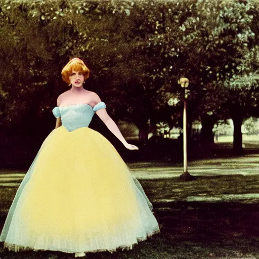 Image similar to a disney princess by diane arbus