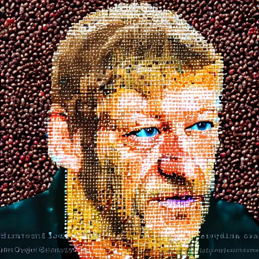 Prompt: a portrait of of sean bean constructed from beans, baked beans, lima beans, string beans, collage, drop shadow, organic, layered composition, layers, texture, mcu, petals, highly textured, layered, sculpted, dynamic,