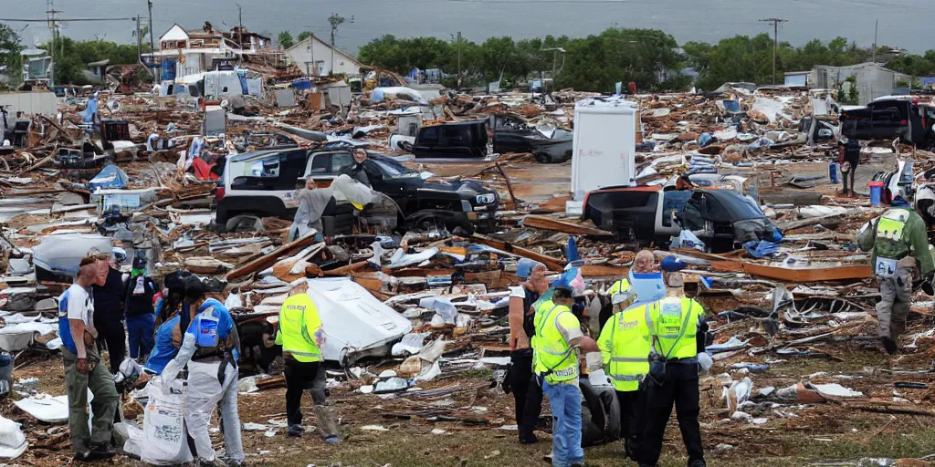 Prompt: FEMA shows up to a disaster with something unexpected