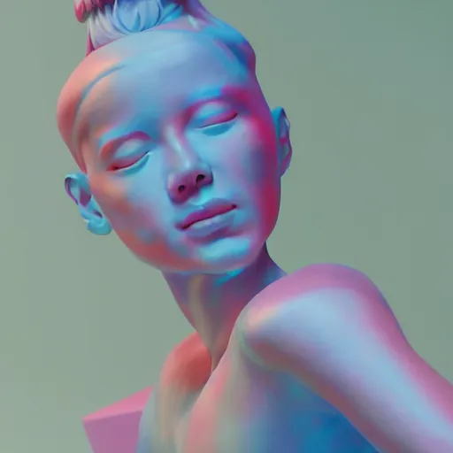 Image similar to abstract 3d female age 10 pastel sculpture by james jean and Jason Chan, rendering, redshift, octane