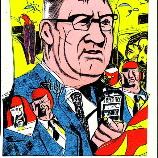 Image similar to comic book art of vojislav seselj