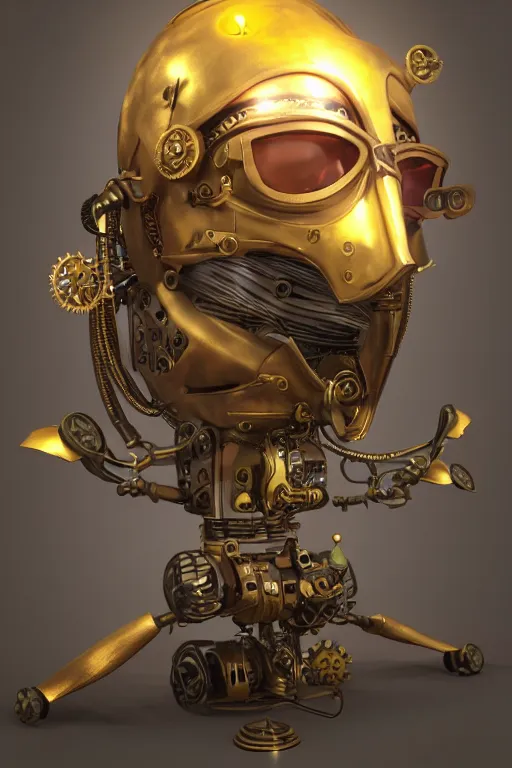 Image similar to steampunk mask minimalist fantasy art robot ninja helmet, global illumination ray tracing hdr fanart arstation by sung choi and eric pfeiffer and gabriel garza and casper konefal radiating a glowing aura