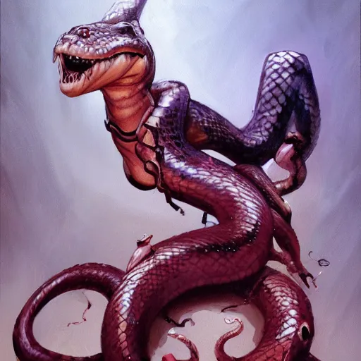 Image similar to Dangerous Snake Woman glaring ominously at the viewer, Simon Bisley and Jeff Simpson