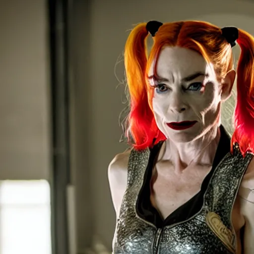 Image similar to A still of Julianne Nicholson as Harley Quinn