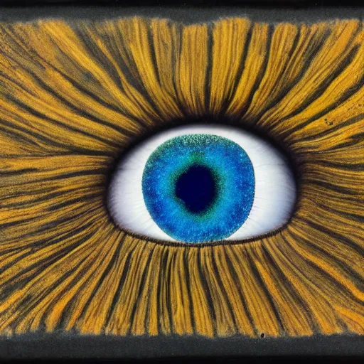 Image similar to microscopy image of mycelium growing into the shape of an eye and iris, natural color, fine art, nature journal figure, ultra detailed 9 k tiff