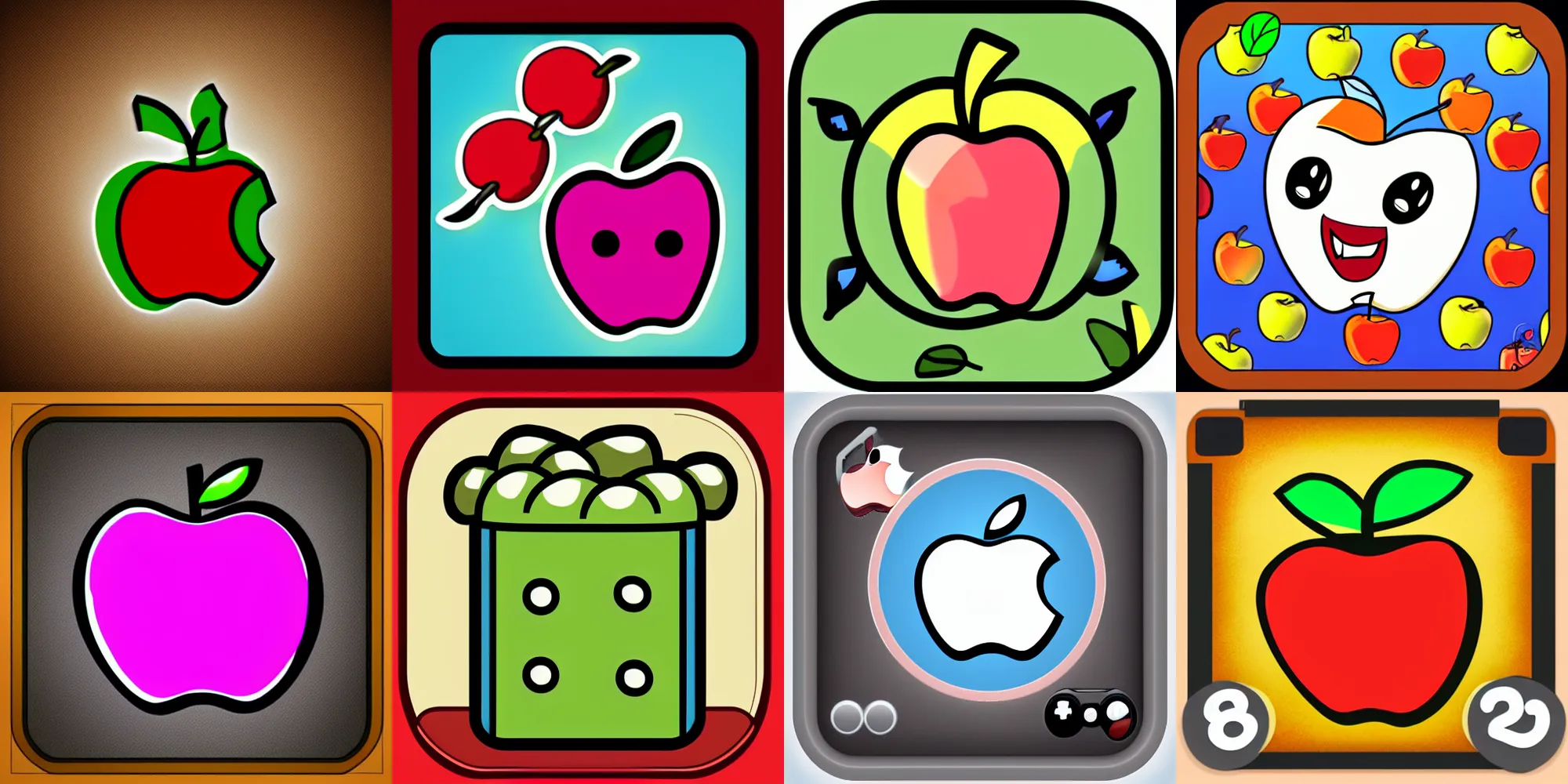 Prompt: an apple game icon in cartoon style