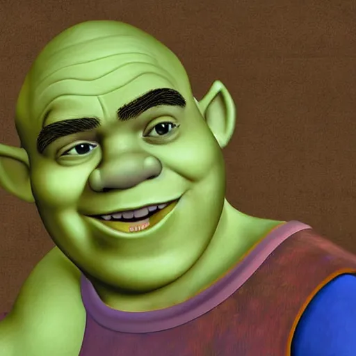 Image similar to digital art of shrek in the backrooms