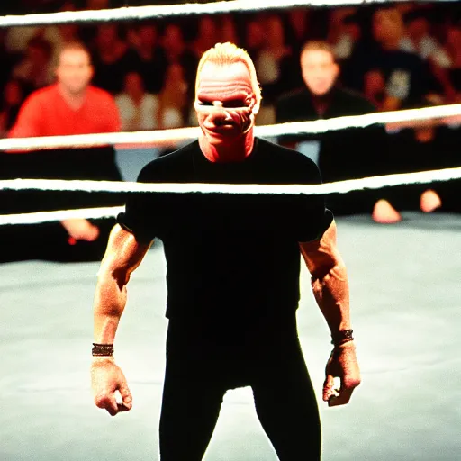 Image similar to nwo wrestler sting coming out into the ring from the entrance photo realistic high quality photo