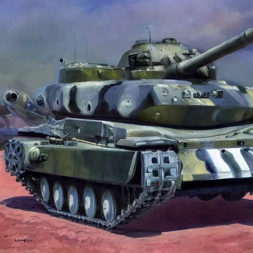 Image similar to a beautiful complex painting of a tank in the modern era