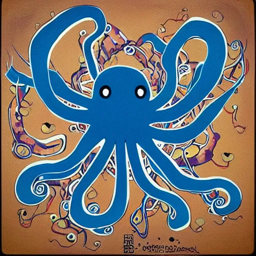 Image similar to “painted octopus, dotart, album art in the style of James Jean”