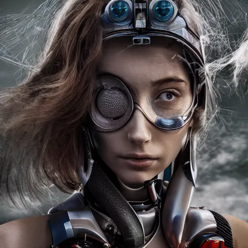 Anime girl Aubrey Plaza, astropunk, cyberpunk, futuristic, scifi