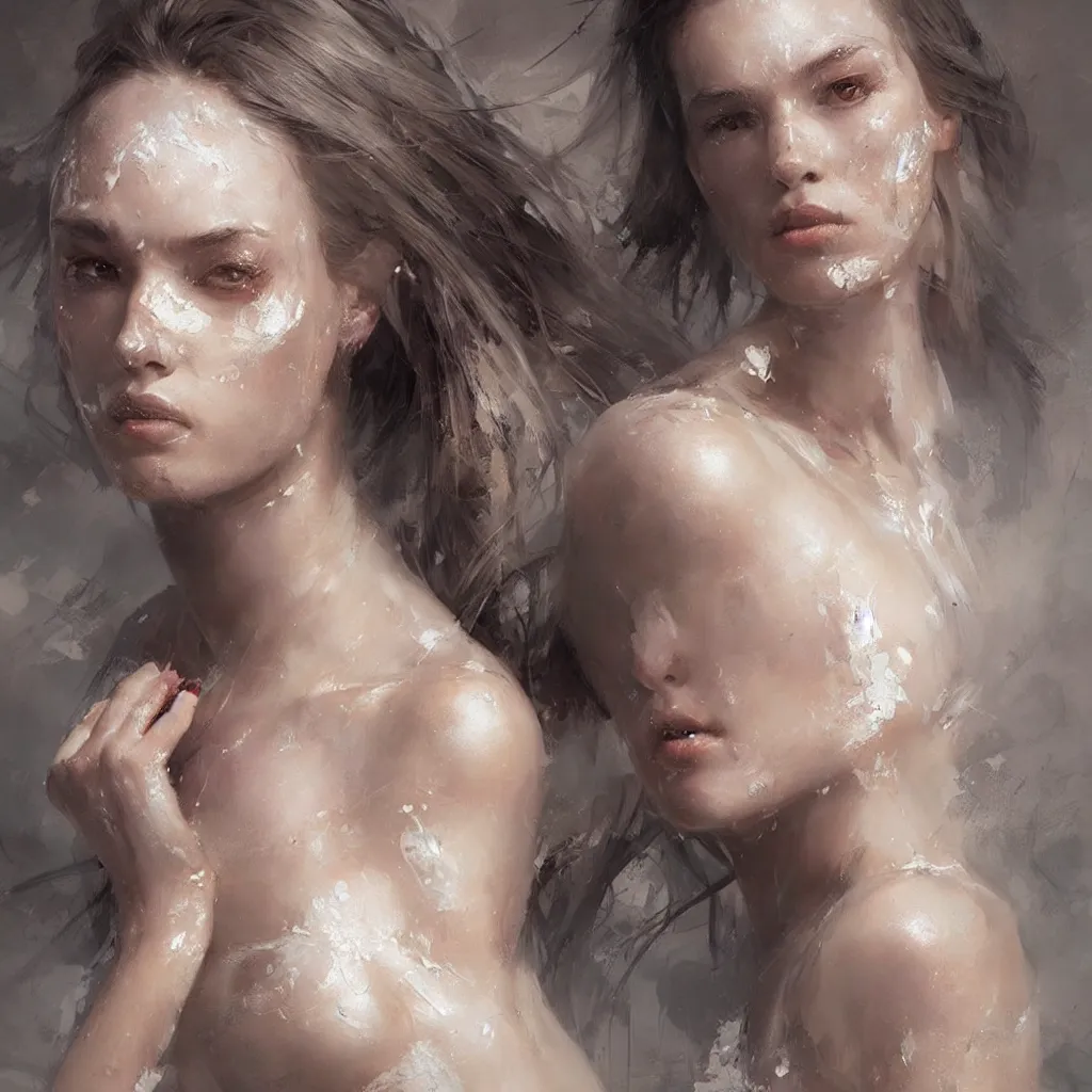 Image similar to skin care overdetailed art, by greg rutkowski, lake, art station