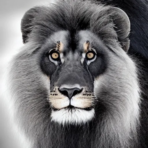 Image similar to ultra realistic photograph from a black lion