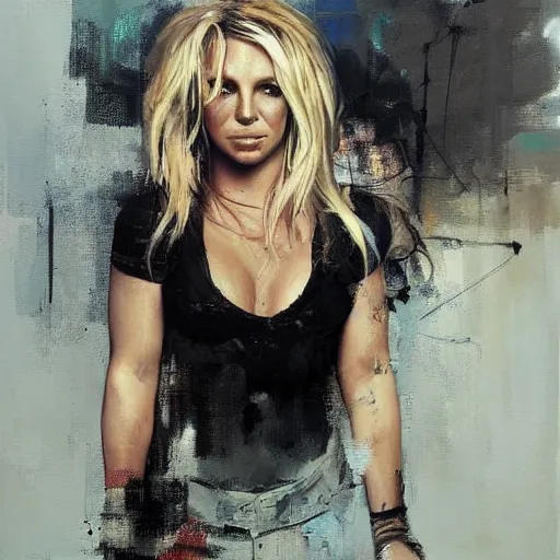 Prompt: britney spears and beyonce morphed together, hybrid, jeremy mann painting