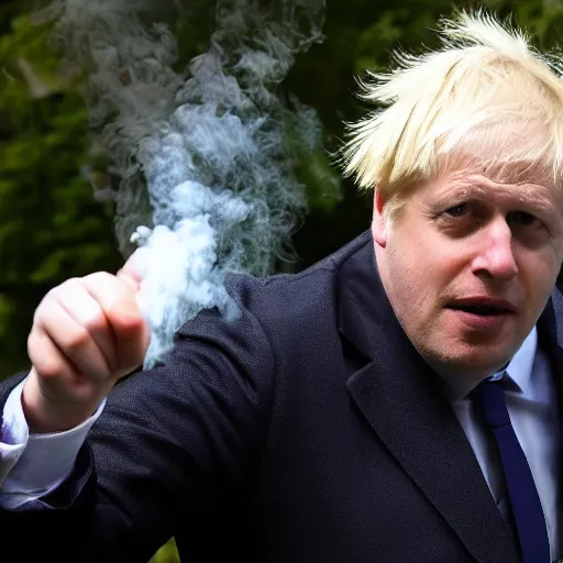 Image similar to medium shot photo of Boris Johnson smoking weed, 4k, ultra HD