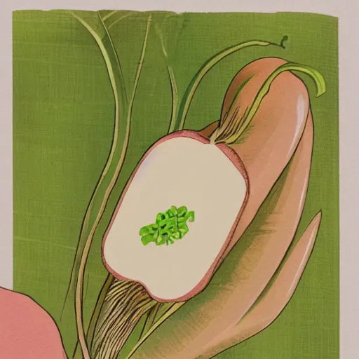 Prompt: an illustration of a baby daikon radish. children's book cover