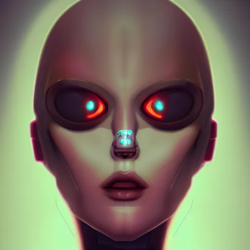 Image similar to face portrait of a robotic woman, sci - fi, futuristic, cyber punk - inspired by lois van baarle, cinematic, sci - fi 8 k