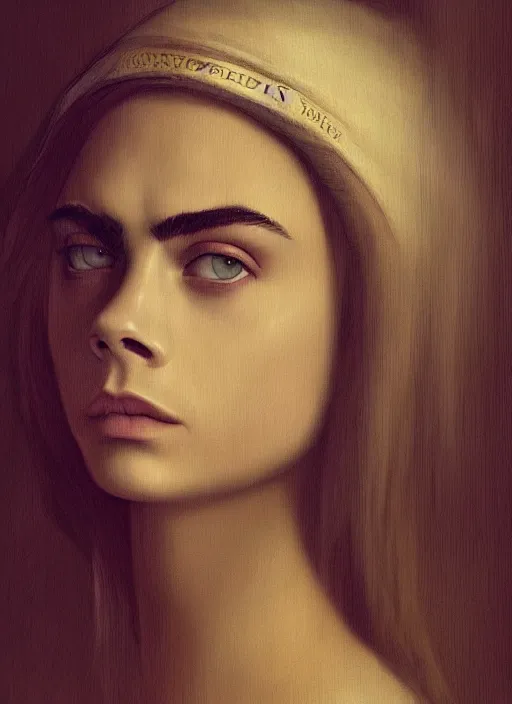 Image similar to cara delevingne painted by leonardo da vinci, detailed digital art, trending on Artstation