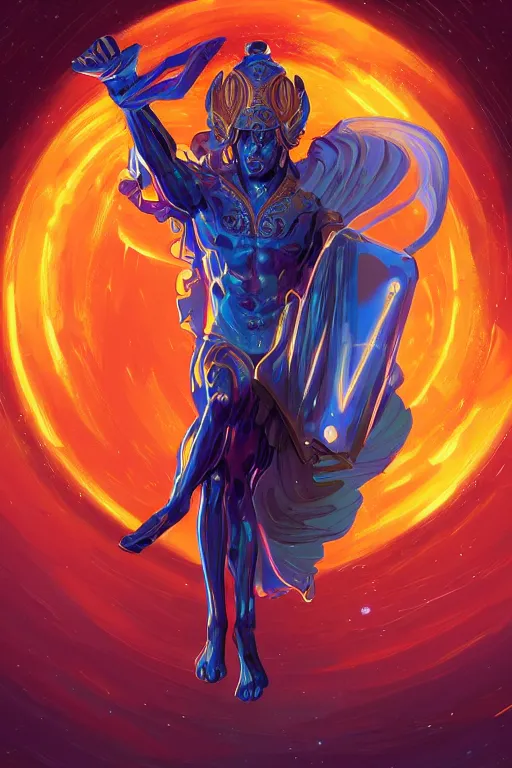 Prompt: highly detailed, dynamic pose, the handsome greek god hermes, wearing winged helmet, giving a glowing laptop computer to humanity, clouds of glowing binary code, digital painting bioluminance alena aenami artworks in 4 k design by lois van baarle by sung choi by john kirby artgerm style pascal blanche and magali villeneuve