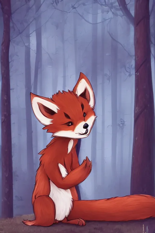 Prompt: an anthropomorphic medieval fox with a fluffy tail in a forest, fursona!!!, trending on furaffinity, digital art, backlighting, by kawacy, trending on artstation
