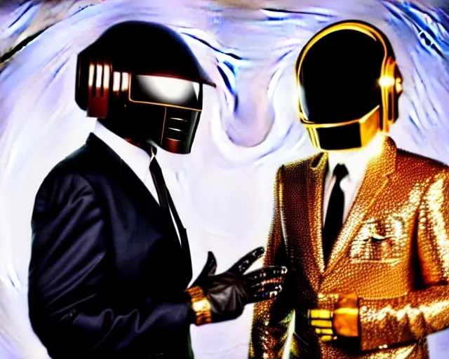 Image similar to Abbott and Costello meet Daft Punk