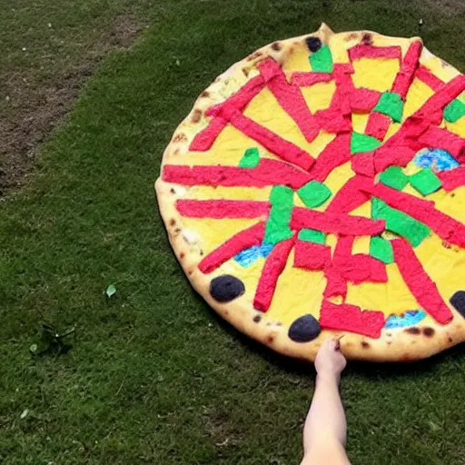 Prompt: a pinata that looks like a pizza