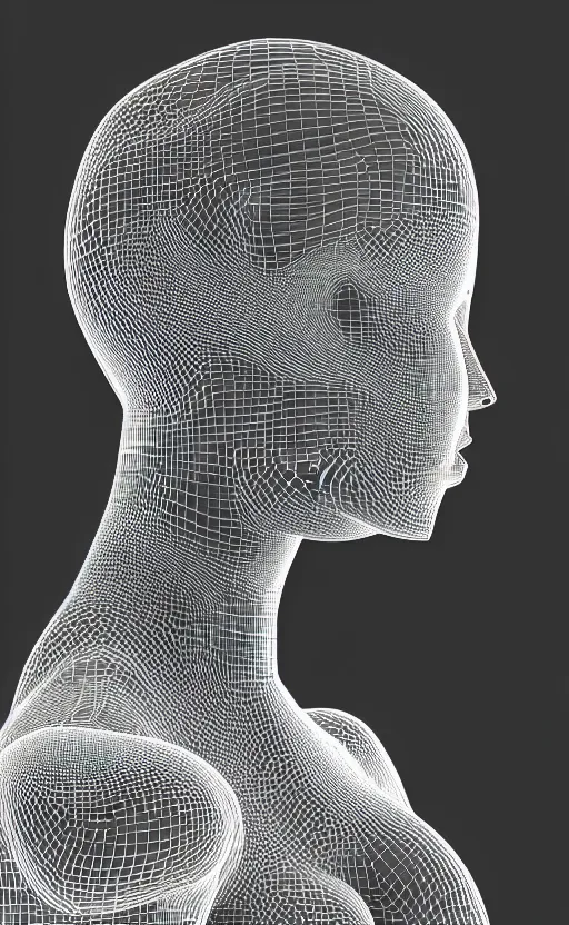 Image similar to black and white complex 3d render of a beautiful profile woman face, vegetal dragon cyborg, 150 mm, beautiful natural soft light, moon rays, silver details, magnolia stems, roots, fine lace, maze like, mandelbot fractal, silver metallic armour, anatomical, facial muscles, cable wires, microchip, elegant, highly detailed, rim light, octane render, H.R. Giger style