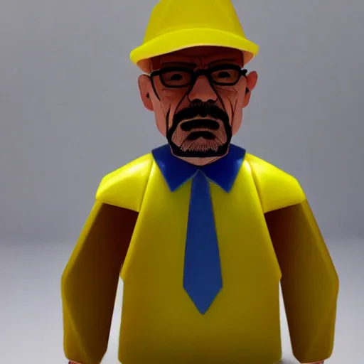 Prompt: Walter White as a plastic figure, bubblehead