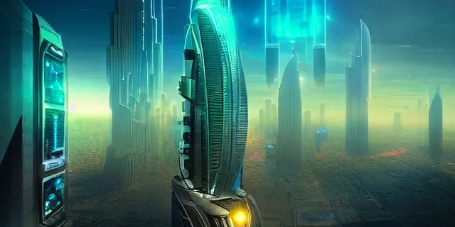 Prompt: giant glowing futuristic cubes in the sky above a cyberpunk dubai city, atmospheric lighting, intricate, volumetric lighting, beautiful, sharp focus, ultra detailed, in the art style of marc simonetti, bowater charlie and brom gerald, astrophotography