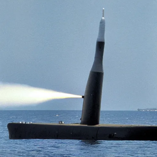 Prompt: a nuclear submarine launching one missile