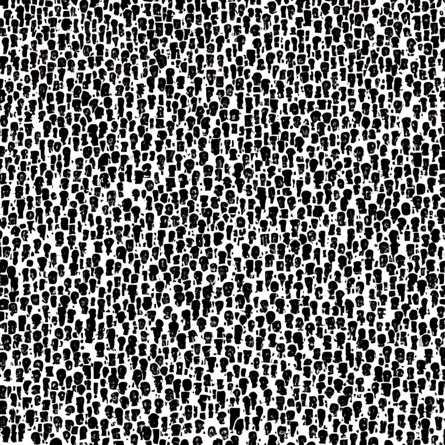 Prompt: Artwork that illustrates a crowds of anonymous faces who have all lost their way in life.