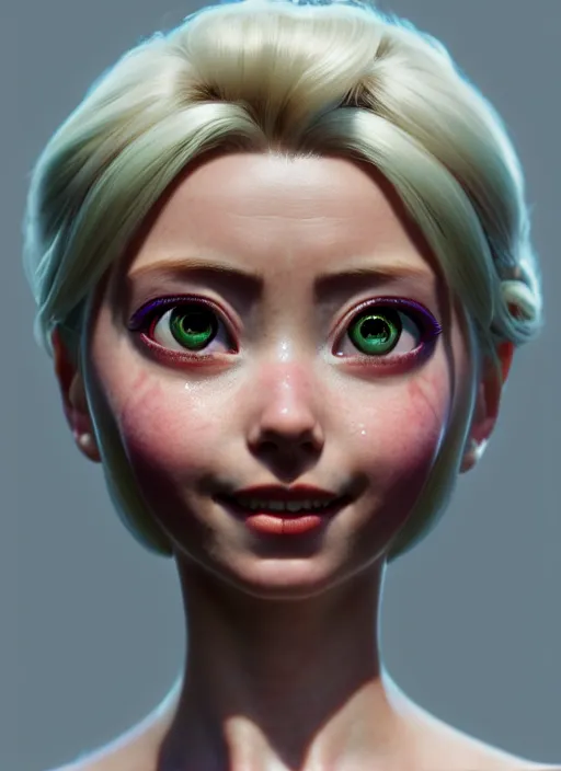 Image similar to Alita as Elsa, au naturel, hyper detailed, digital art, trending in artstation, cinematic lighting, studio quality, smooth render, unreal engine 5 rendered, octane rendered, art style by klimt and nixeu and ian sprigger and wlop and krenz cushart