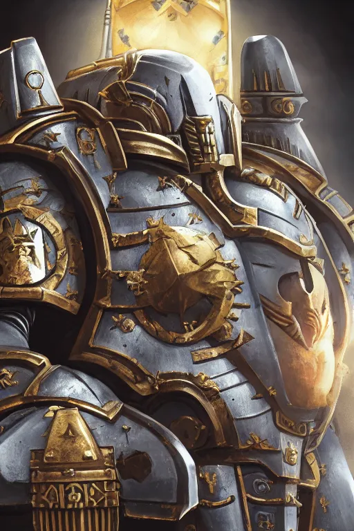 Image similar to armor portrait heros warhammer 4 0 k horus heresy fanart - the primarchs emperor by johannes helgeson animated with vfx concept artist & illustrator global illumination ray tracing hdr fanart arstation zbrush central hardmesh 8 k octane renderer comics stylized