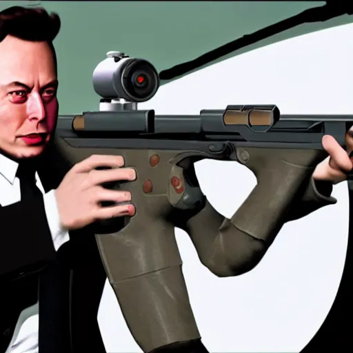 Prompt: Elon Musk as an enemy in Goldeneye 007 videogame