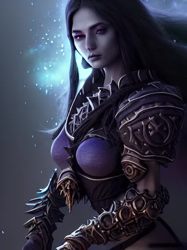 Image similar to dark sorceress, warcraft, dark souls : : illustrated by artgerm, moebius, tooth wu : : quixel megascans, ray - tracing, redshift render, 8 k, insanely detailed and intricate, elegant, design, weta digital, imaginefx, photorealism, character design : : gothic, dark fantasy