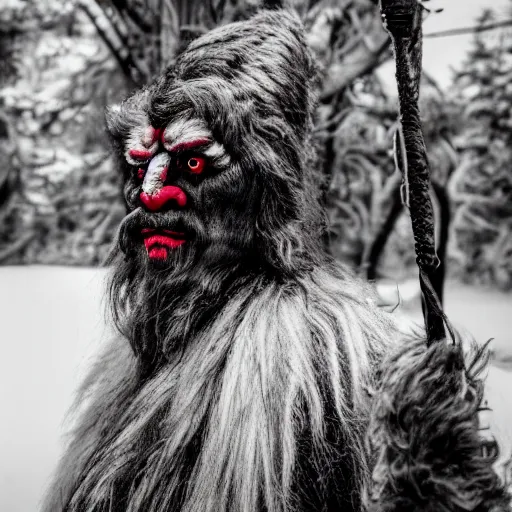 Image similar to portrait photography of krampus, by Annie Leibovitz, fujifilm x100v, s1.4, 8k, high quality