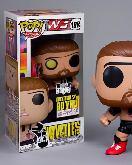 Prompt: A WWE wrestle Funko Pop. Photographic, photography